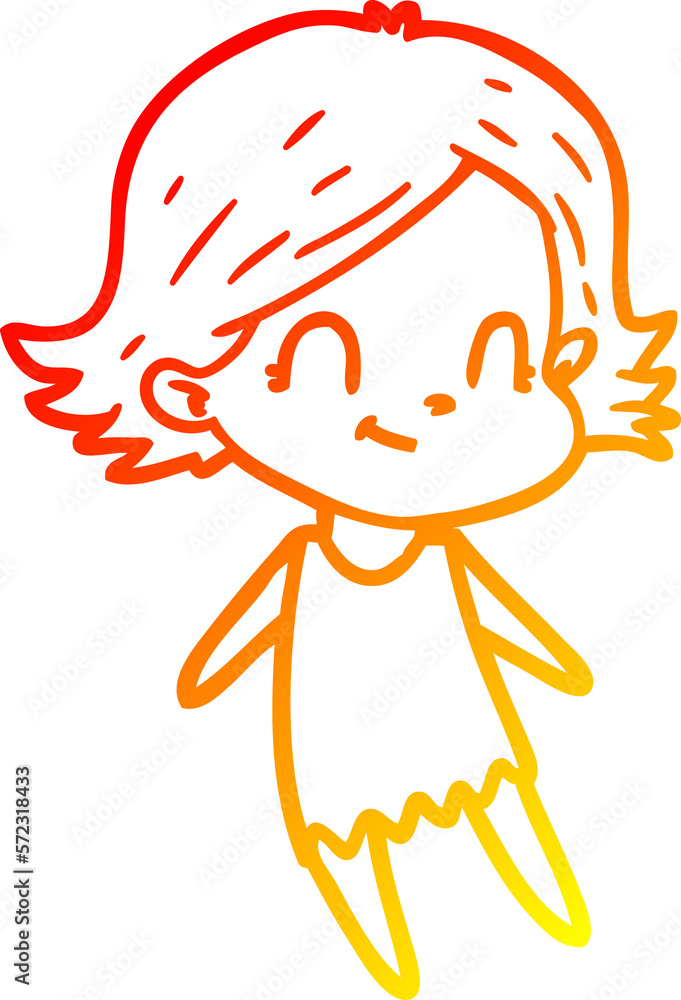 warm gradient line drawing cartoon friendly girl warm gradient line drawing cartoon friendly girl
