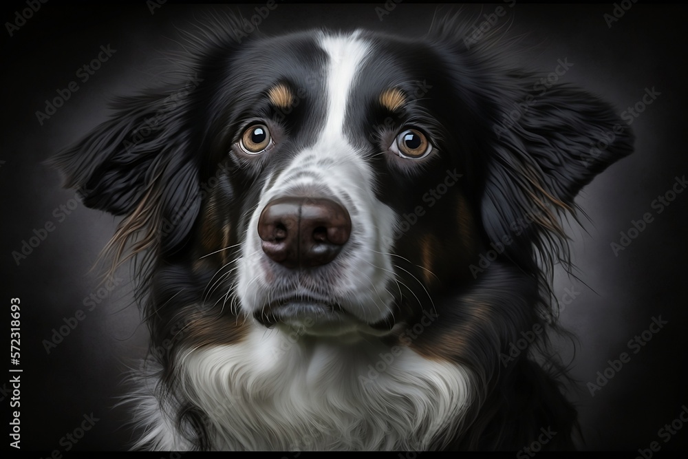 black and white dog portrait 