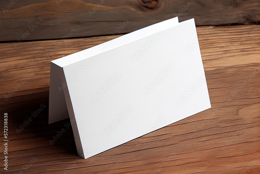 blank card on wooden background.Generative Ai blank card on wooden background.Generative Ai