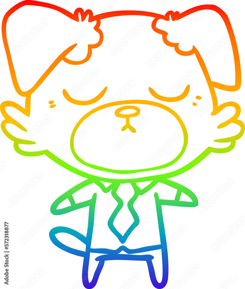 rainbow gradient line drawing cute cartoon dog wearing office shirt rainbow gradient line drawing cute cartoon dog wearing office shirt