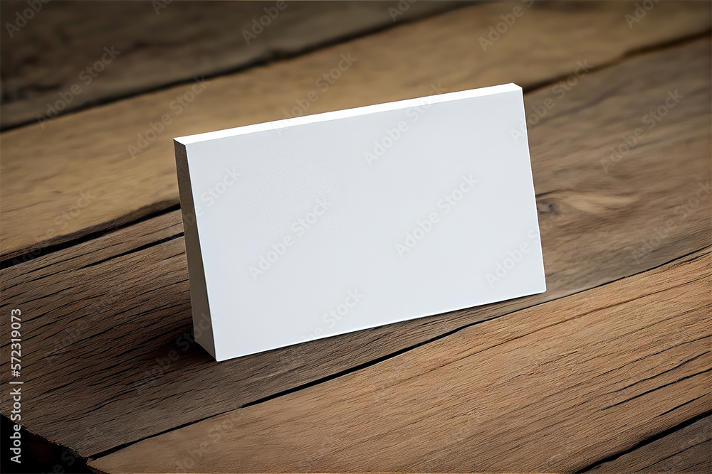 blank card on wooden background.Generative Ai blank card on wooden background.Generative Ai