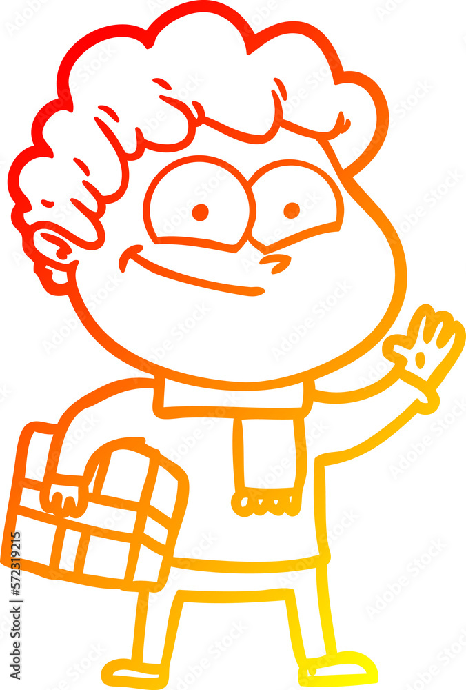 warm gradient line drawing cartoon happy man warm gradient line drawing cartoon happy man