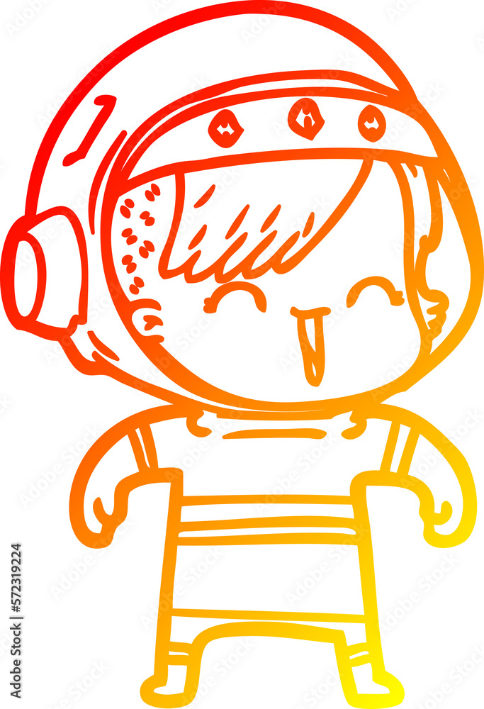 warm gradient line drawing happy cartoon space girl warm gradient line drawing happy cartoon space girl