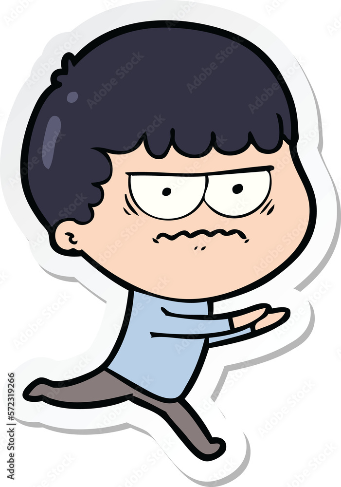 sticker of a cartoon annoyed man sticker of a cartoon annoyed man