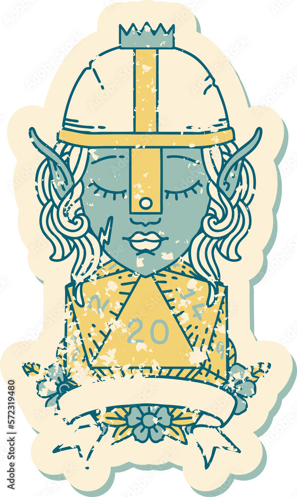 elf fighter with natural 20 dice roll illustration elf fighter with natural 20 dice roll illustration
