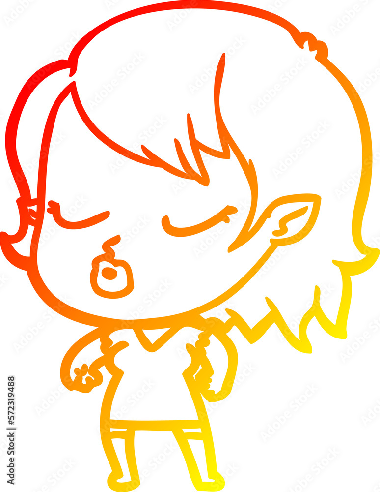 warm gradient line drawing cute cartoon vampire girl warm gradient line drawing cute cartoon vampire girl