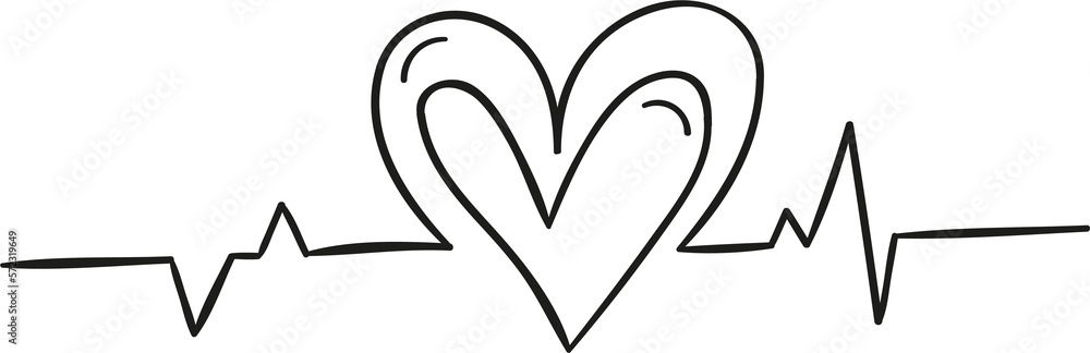 Heart and wave hand draw outline style Heart and wave hand draw outline style
