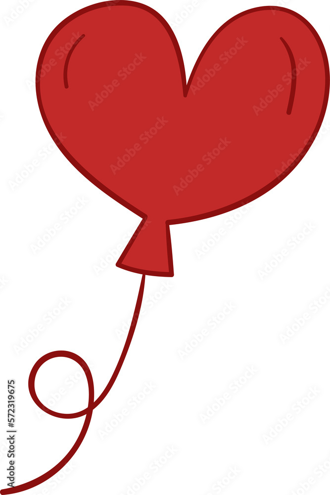 Heart balloon hand draw filled outline style