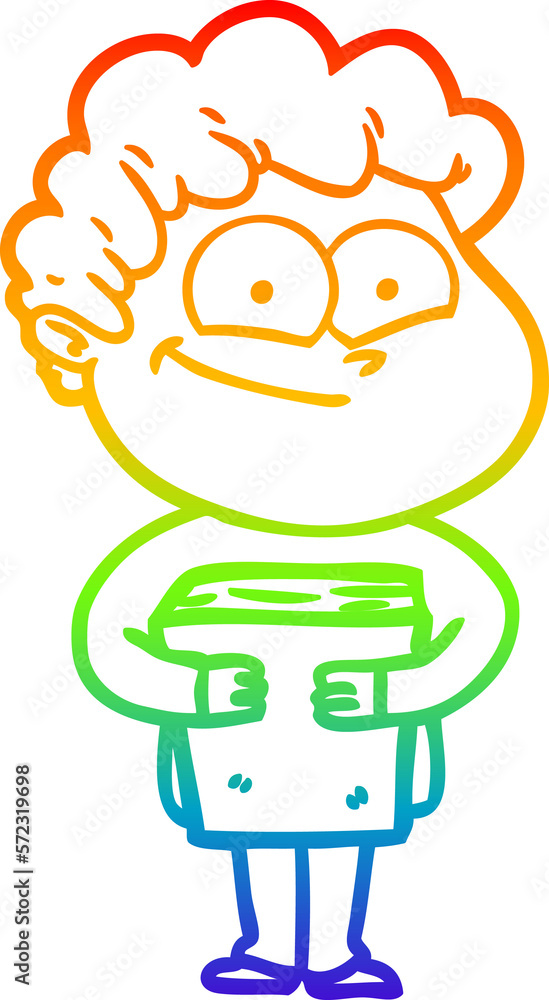 rainbow gradient line drawing cartoon happy man rainbow gradient line drawing cartoon happy man