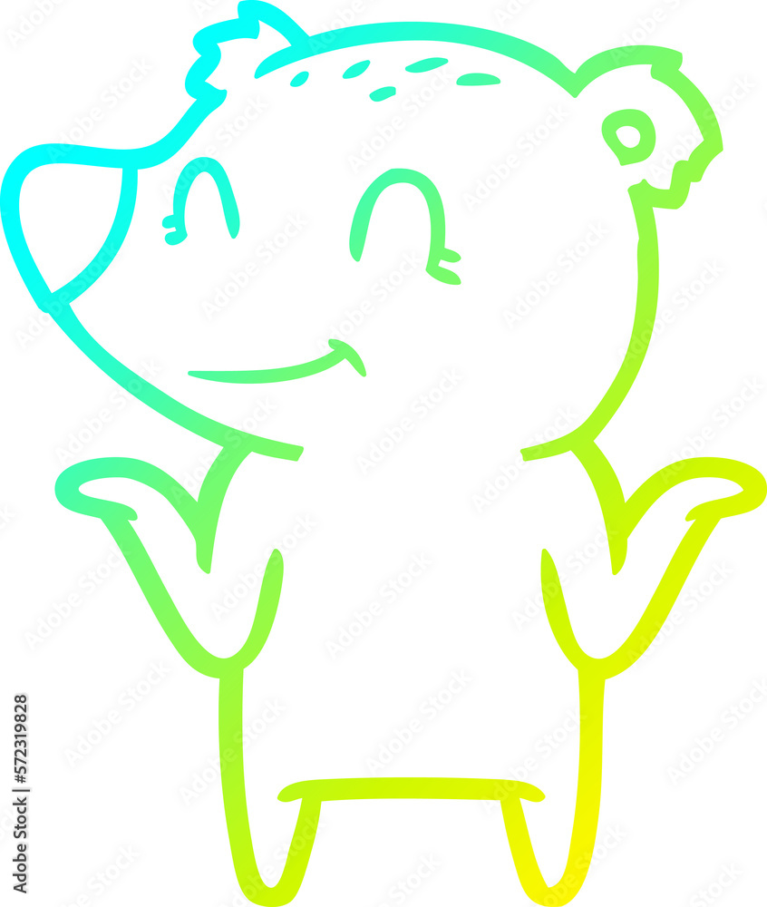 cold gradient line drawing smiling bear shrugging shoulders cold gradient line drawing smiling bear shrugging shoulders