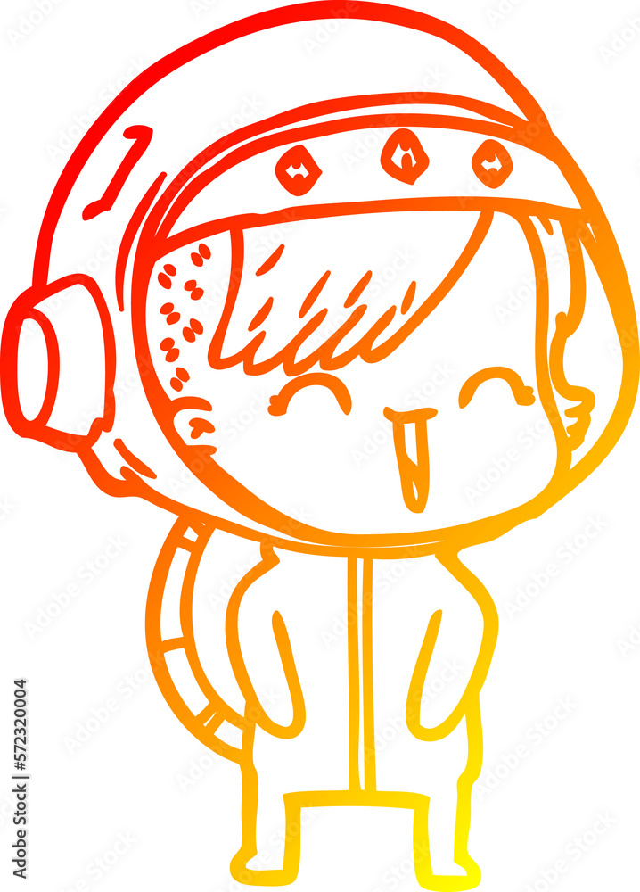warm gradient line drawing happy cartoon space girl warm gradient line drawing happy cartoon space girl