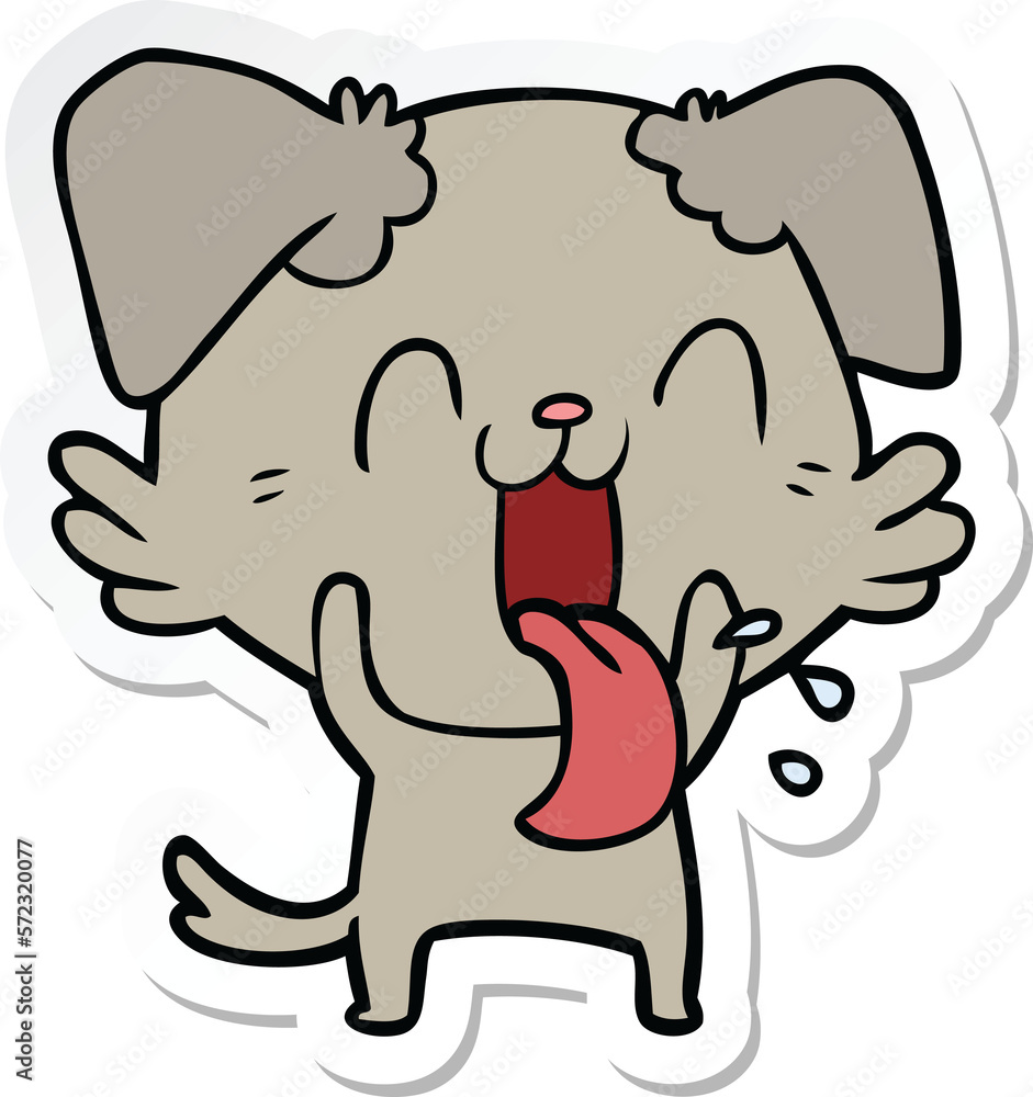 sticker of a cartoon panting dog sticker of a cartoon panting dog