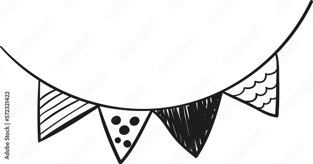 Pennant party hand draw outline style Pennant party hand draw outline style