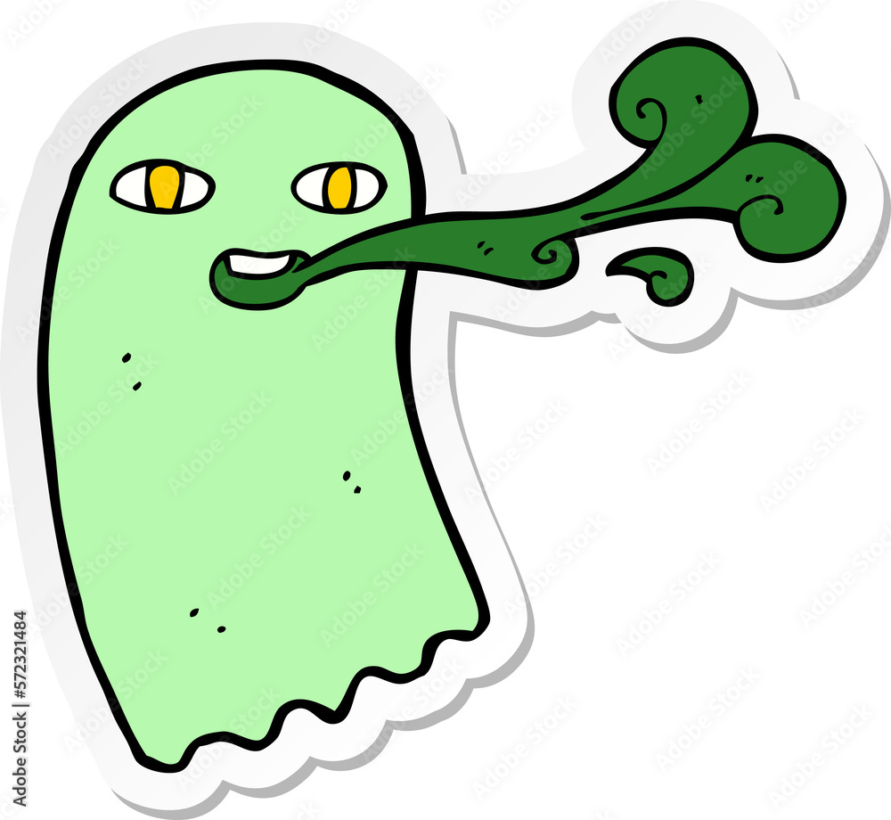 Obraz premium sticker of a funny cartoon ghost