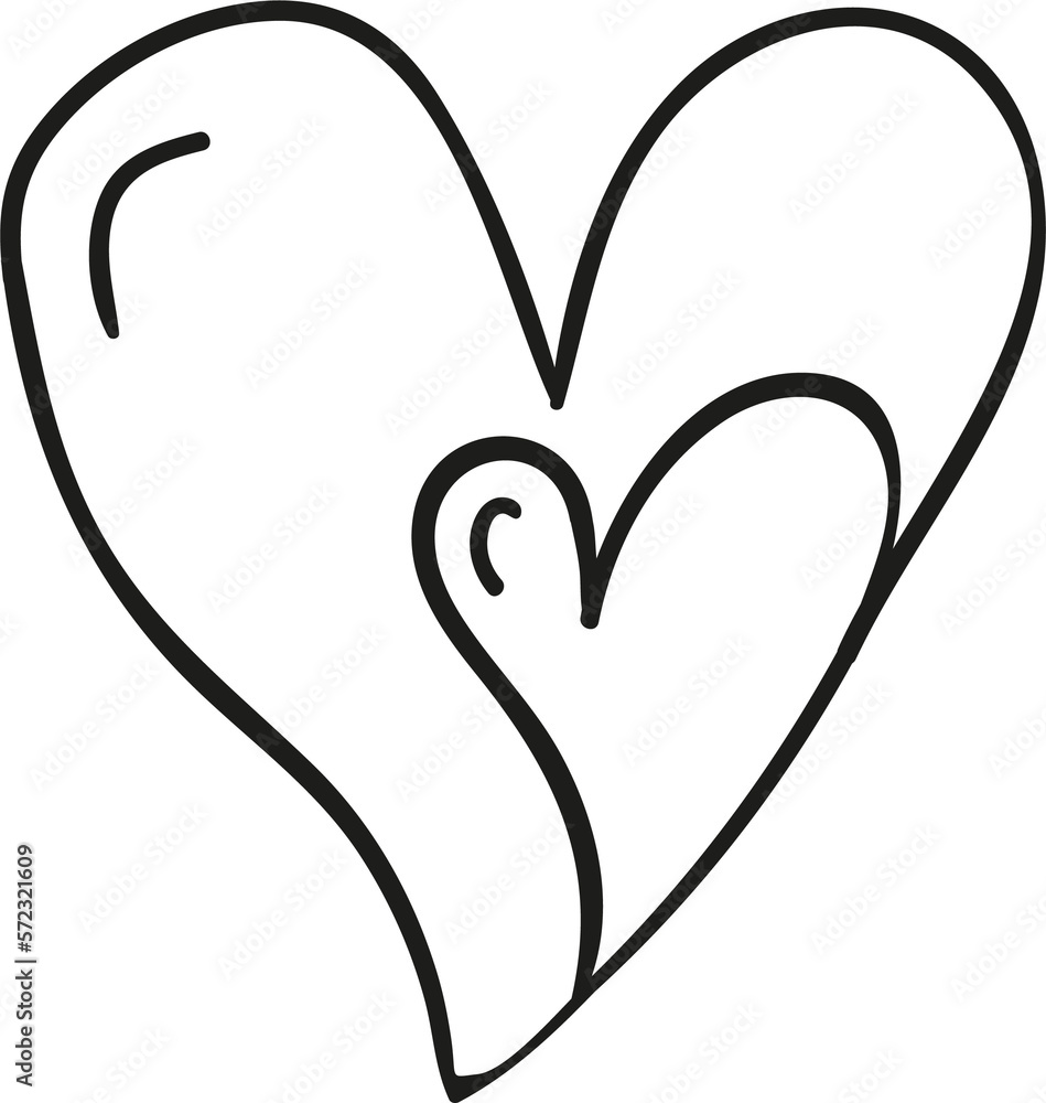 Two heart hand draw outline style