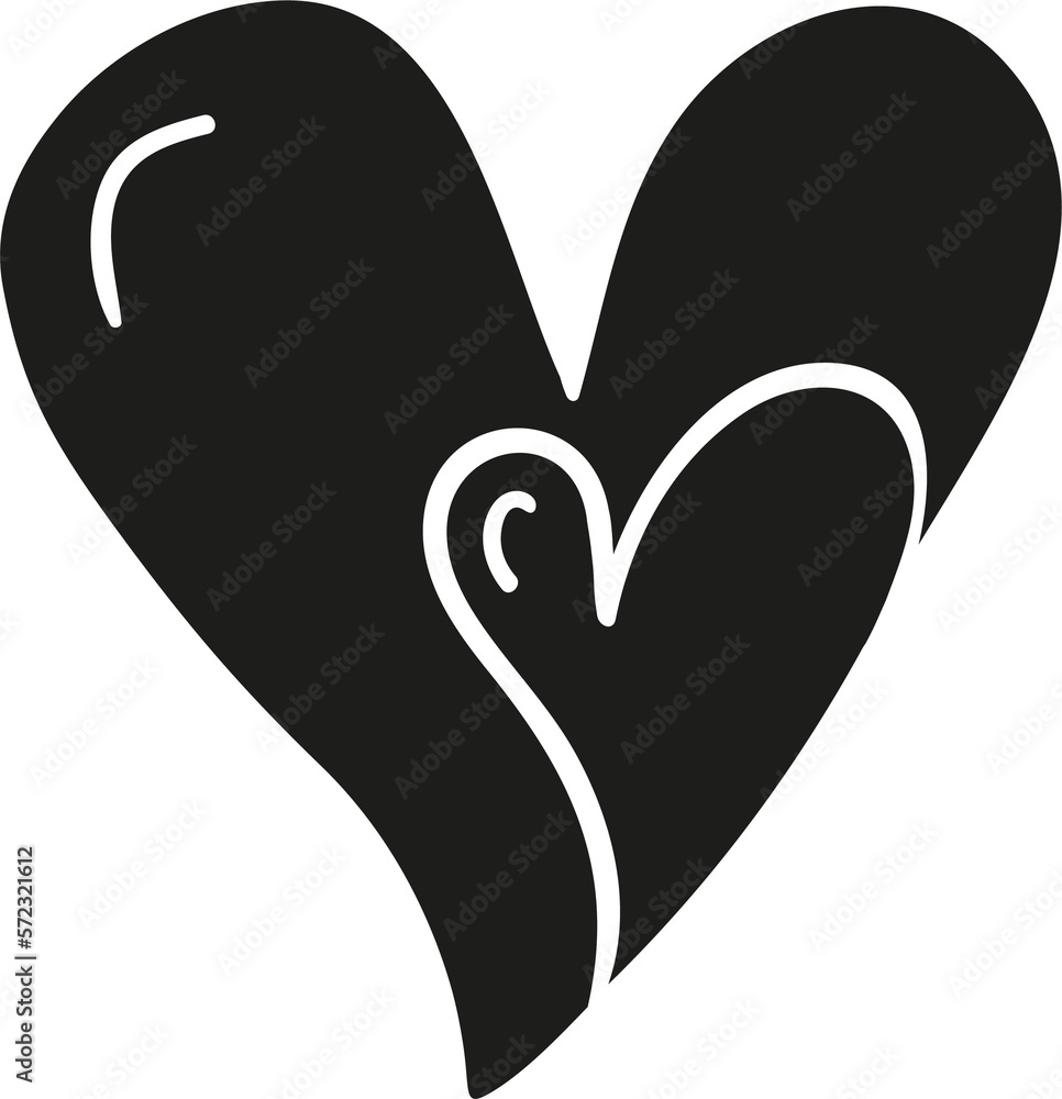 Two heart hand drawn solid style Two heart hand drawn solid style