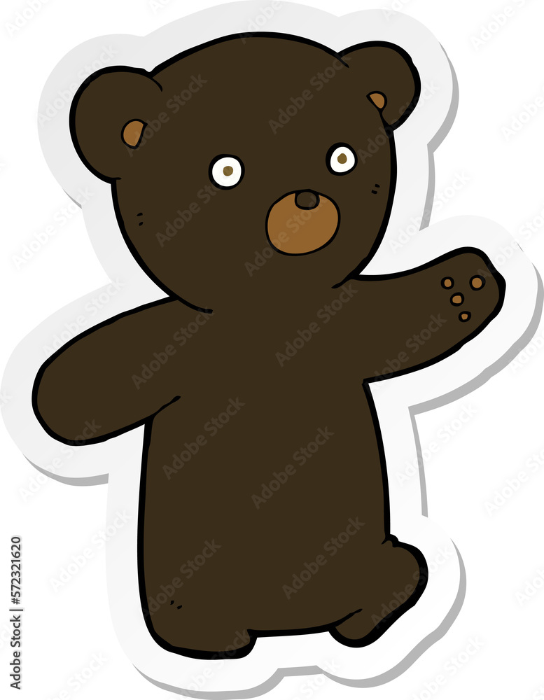 Fototapeta premium sticker of a cartoon black bear cub