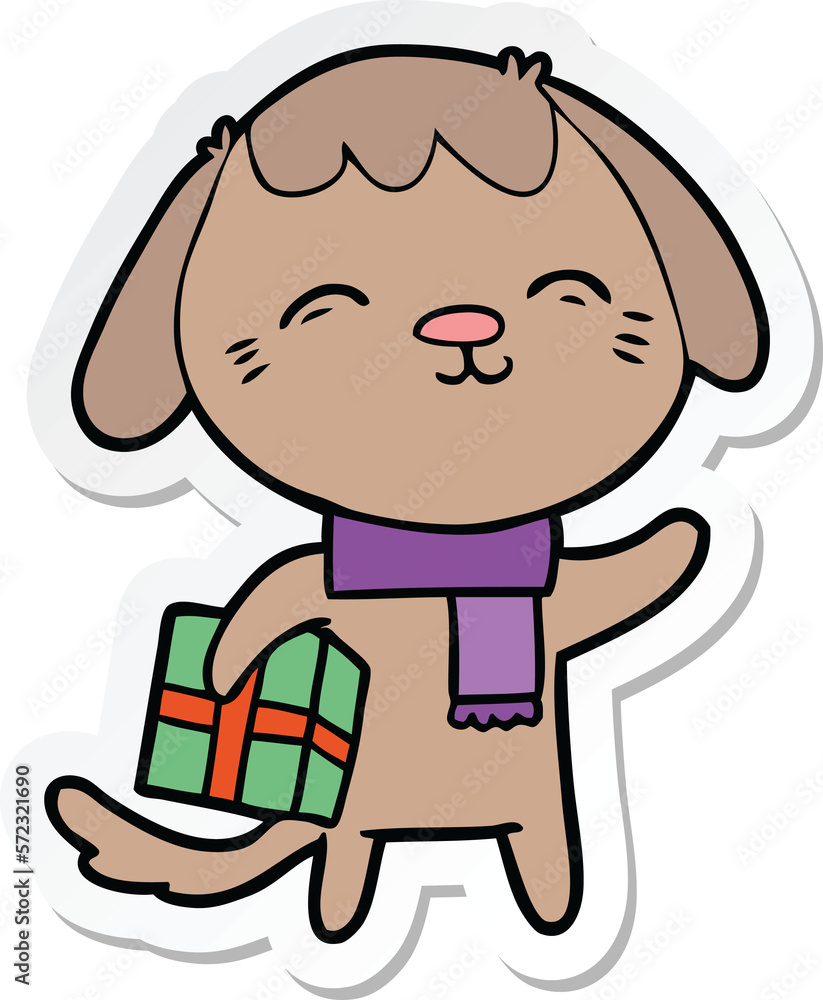 sticker of a happy cartoon dog sticker of a happy cartoon dog