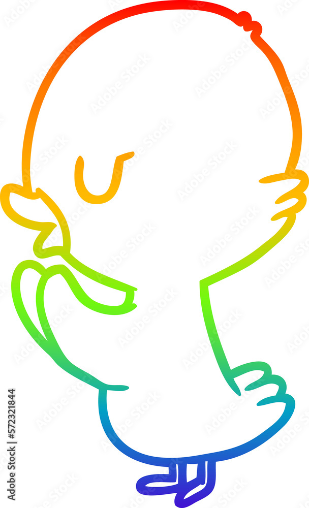 rainbow gradient line drawing cute duckling