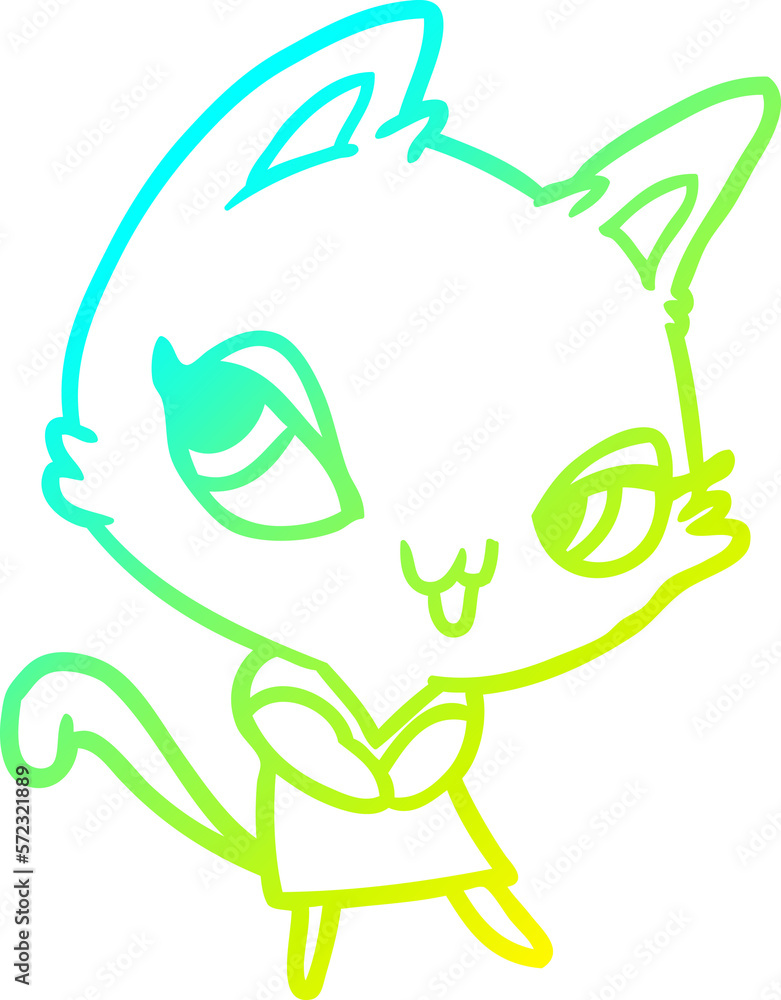 cold gradient line drawing cute female cat cold gradient line drawing cute female cat
