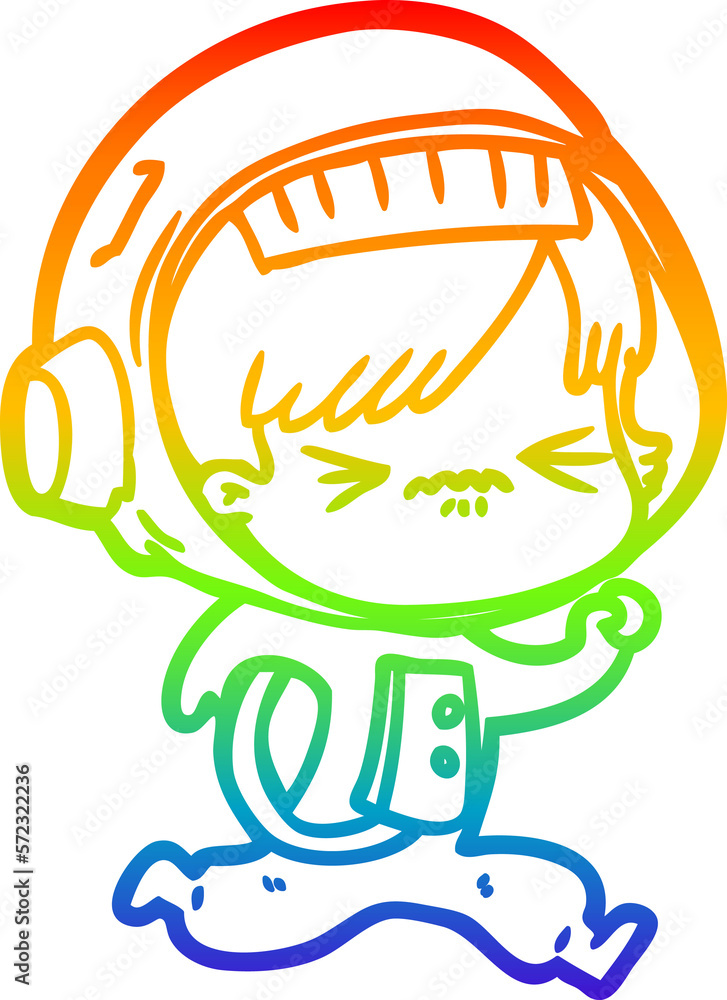 rainbow gradient line drawing angry cartoon space girl running rainbow gradient line drawing angry cartoon space girl running