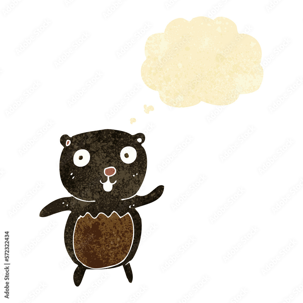 cartoon black bear cub with thought bubble cartoon black bear cub with thought bubble