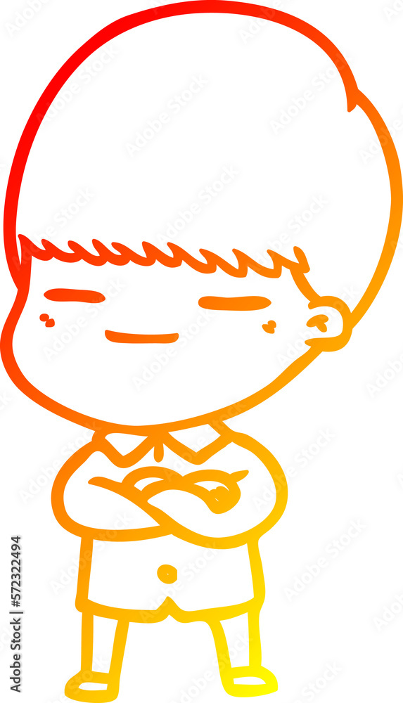 warm gradient line drawing cartoon smug boy warm gradient line drawing cartoon smug boy