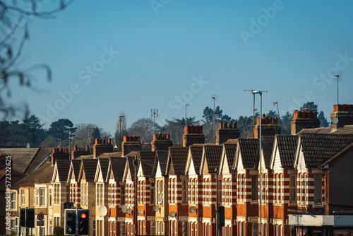 Photography Row terrace red brick houses in england uk