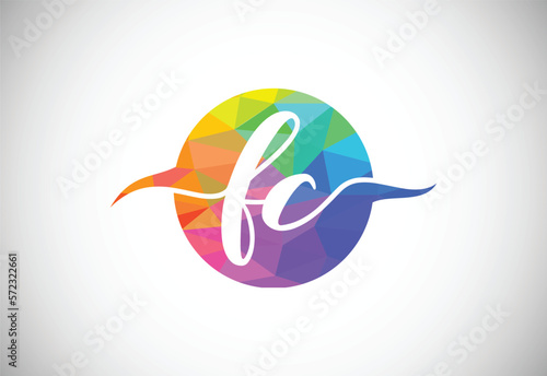 Fototapeta Naklejka Na Ścianę i Meble -  Initial Letter F C Low Poly Logo Design Vector Template. Graphic Alphabet Symbol For Corporate Business Identity