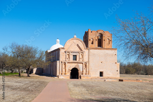 Mission San Jose de Tumacacori ruin with Spanish Colonial style was built in 1691 in Tumacacori National Historical Park in Santa Cruz County, Arizona AZ, USA.  photo