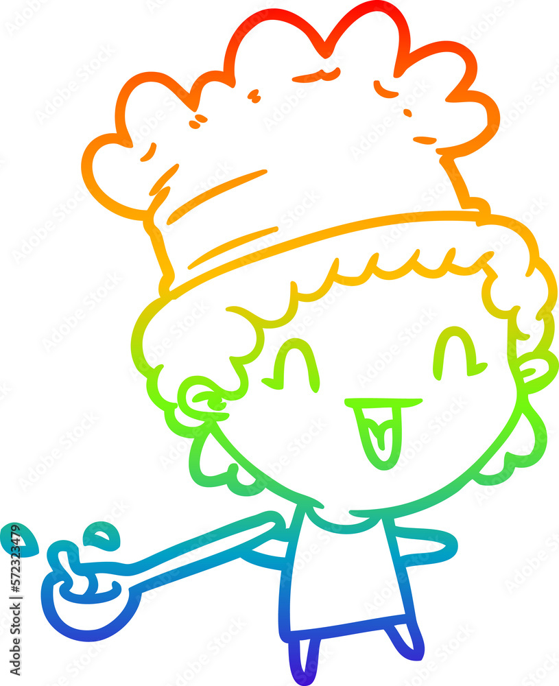 rainbow gradient line drawing cute cartoon happy chef rainbow gradient line drawing cute cartoon happy chef