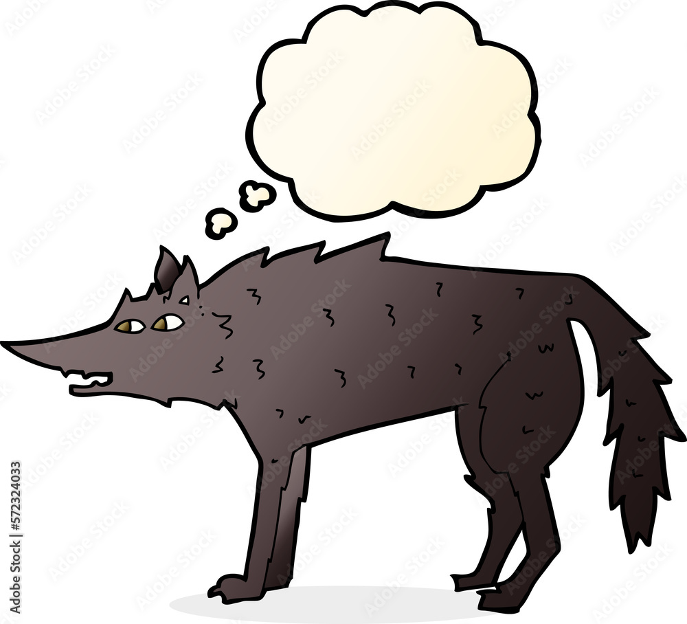 cartoon wolf with thought bubble cartoon wolf with thought bubble