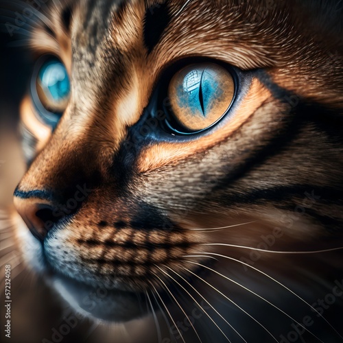 Detail of a brown cat portrait.