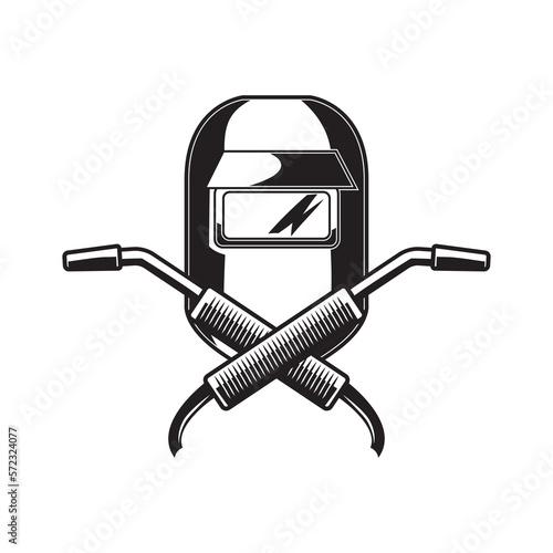 welding mask with crossed torch
