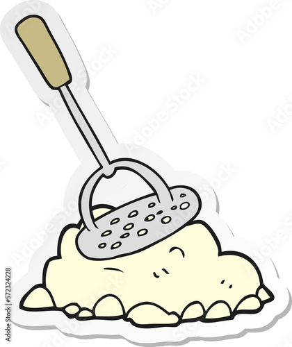 sticker of a cartoon potato masher