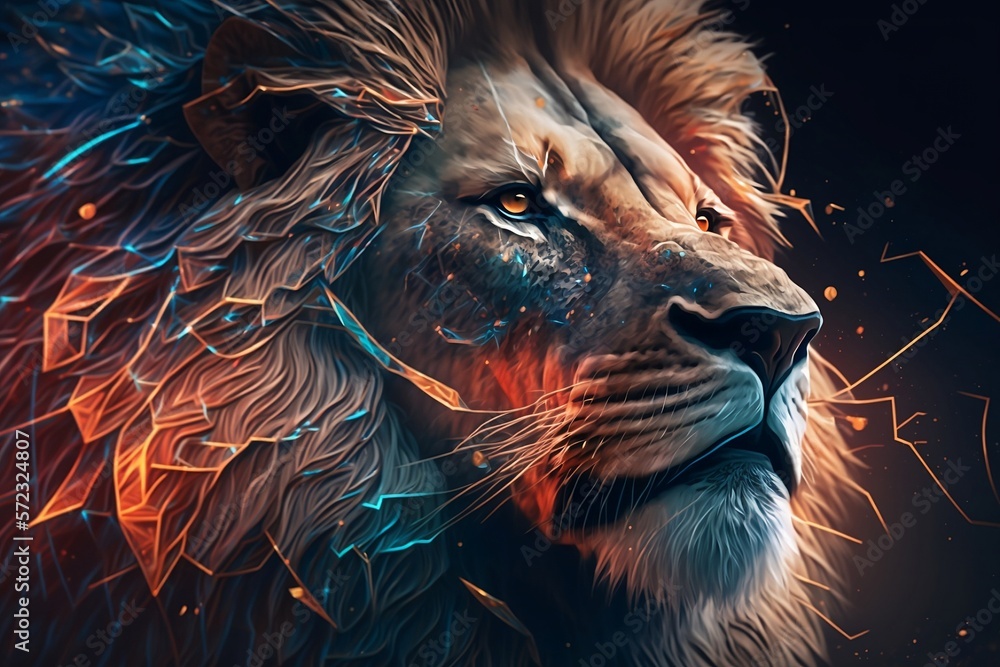 abstract portrait of a lion background