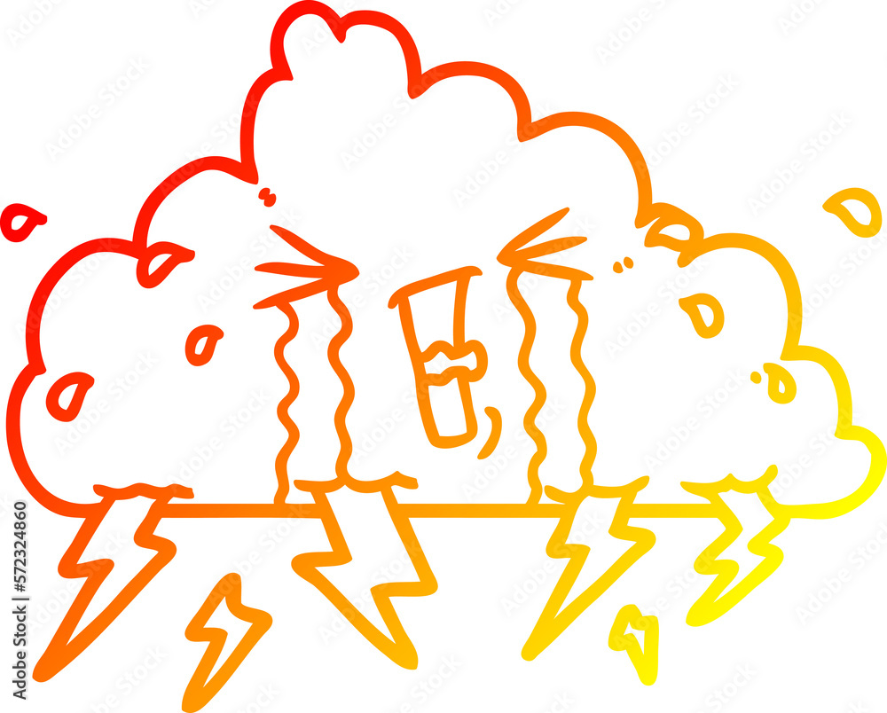 warm gradient line drawing cartoon thundercloud warm gradient line drawing cartoon thundercloud