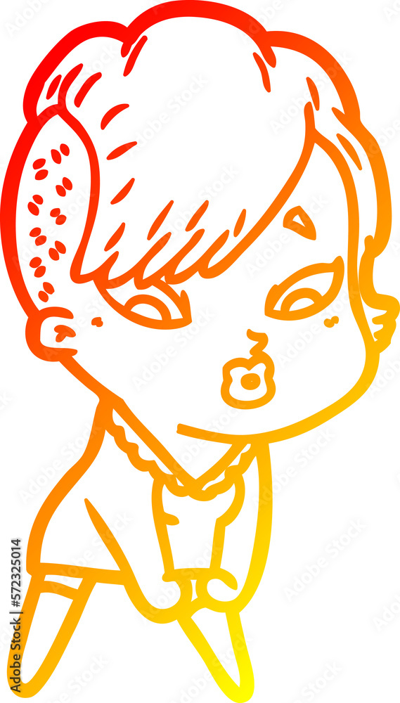 warm gradient line drawing cartoon surprised girl warm gradient line drawing cartoon surprised girl