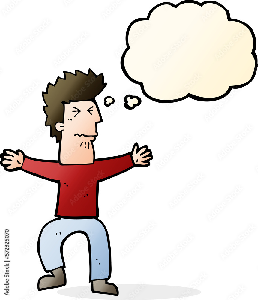 cartoon stressed out man with thought bubble cartoon stressed out man with thought bubble