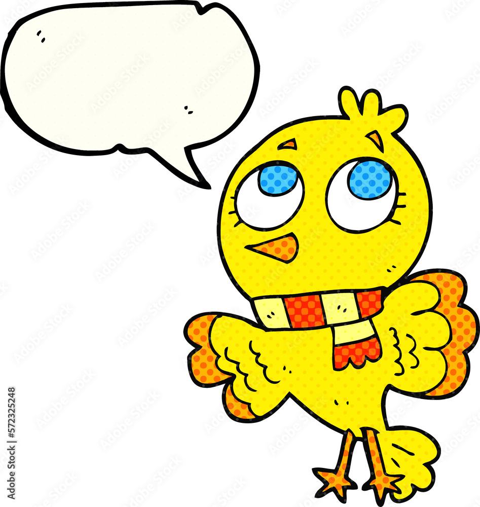 Obraz premium cute comic book speech bubble cartoon bird