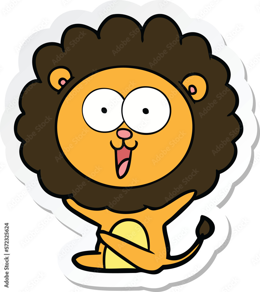 sticker of a happy cartoon lion sticker of a happy cartoon lion