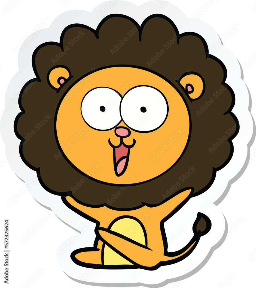 sticker of a happy cartoon lion