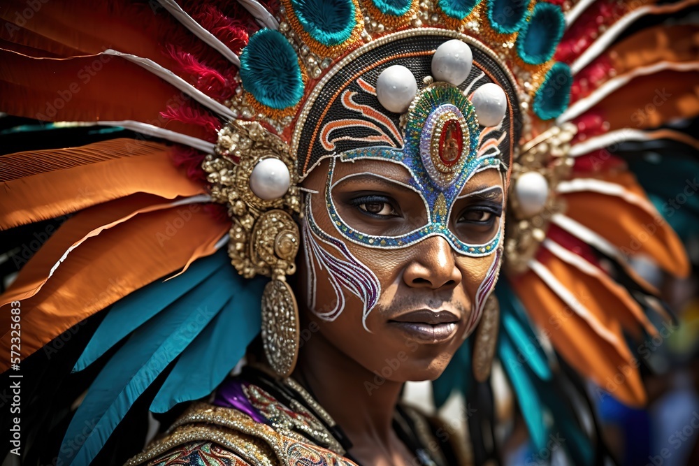 Masskara Festival street dance parade participant facing the camera Masskara Festival street dance parade participant facing the camera