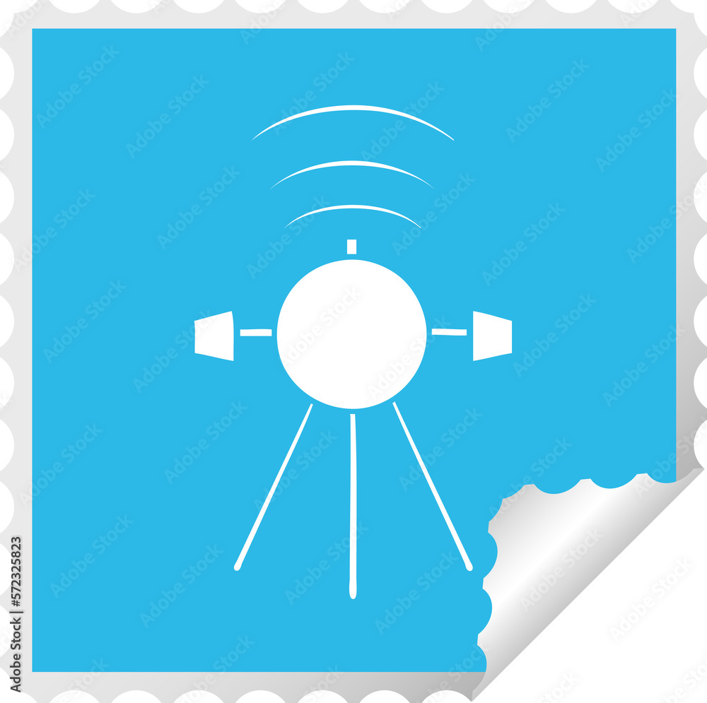 square peeling sticker cartoon satellite square peeling sticker cartoon satellite