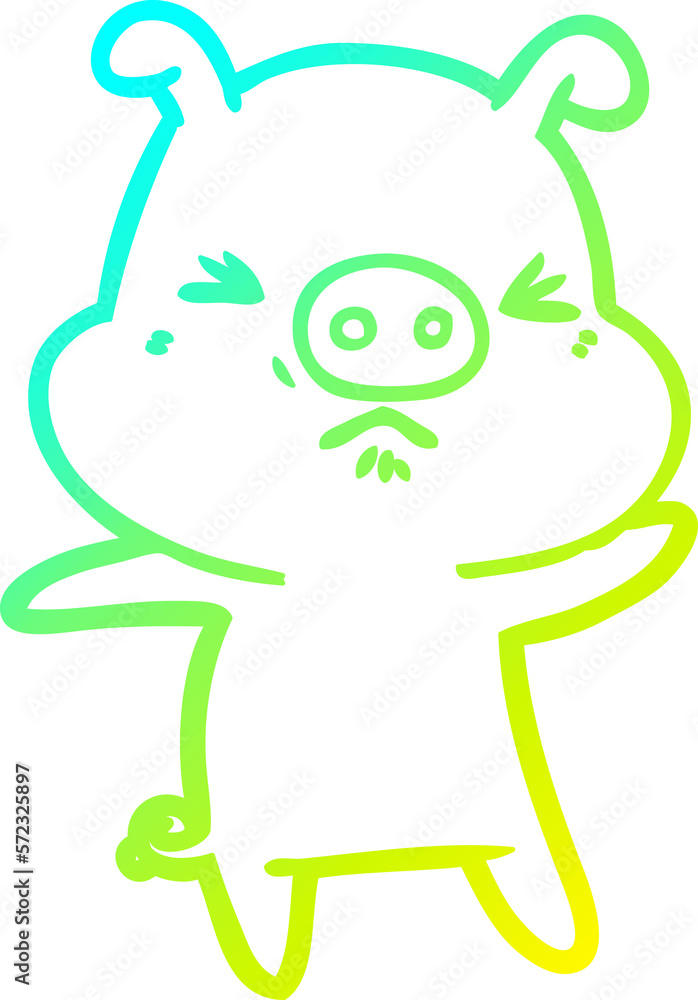 cold gradient line drawing cartoon angry pig cold gradient line drawing cartoon angry pig