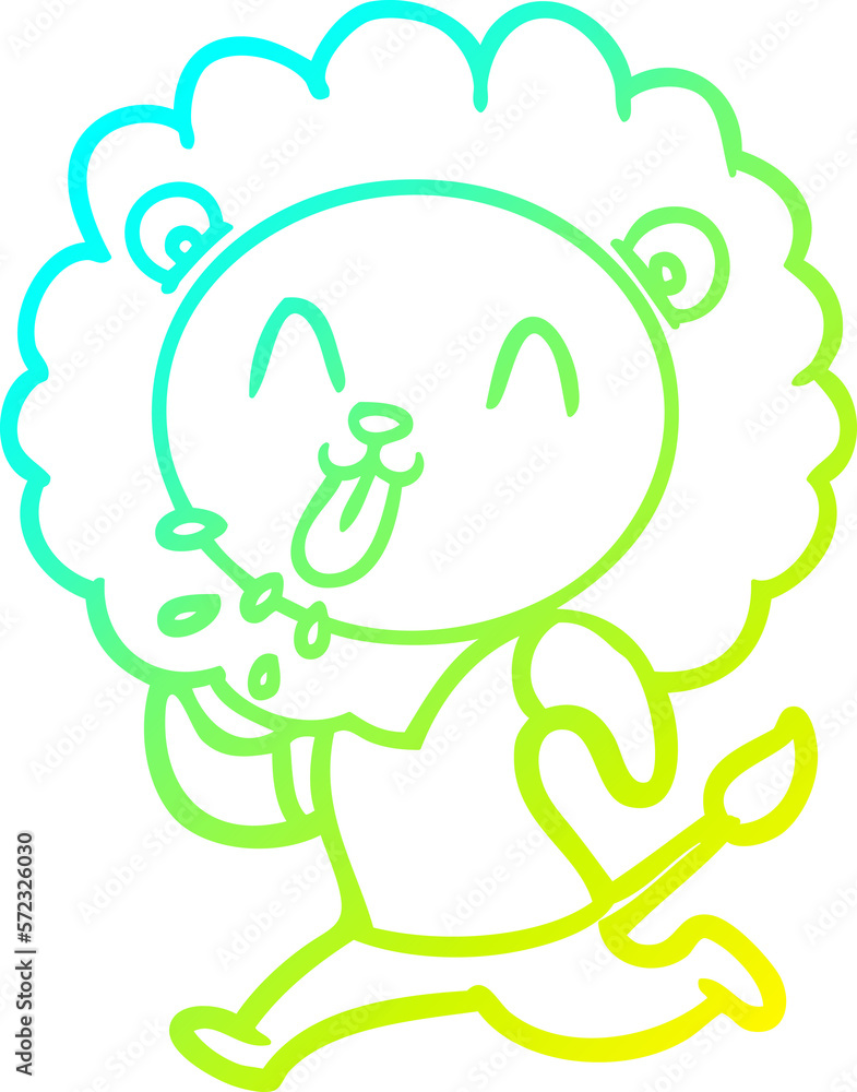 cold gradient line drawing happy cartoon lion cold gradient line drawing happy cartoon lion