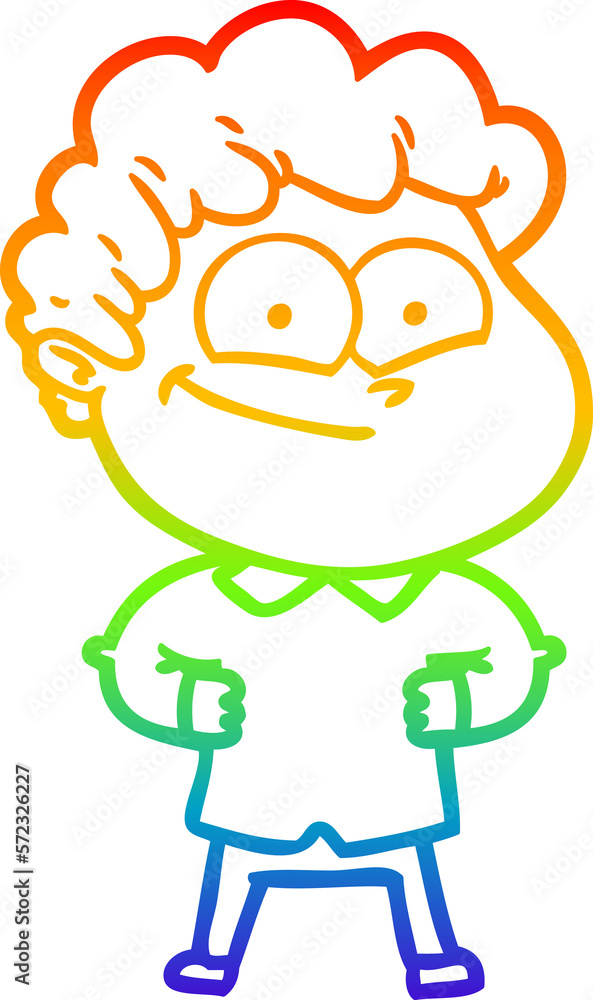 rainbow gradient line drawing cartoon happy man rainbow gradient line drawing cartoon happy man