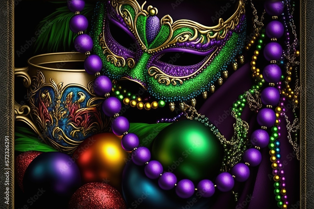 Mardi Gras, Bead, Party - Social Event, Frame - Border, Carnival - Celebration Event Mardi Gras, Bead, Party - Social Event, Frame - Border, Carnival - Celebration Event
