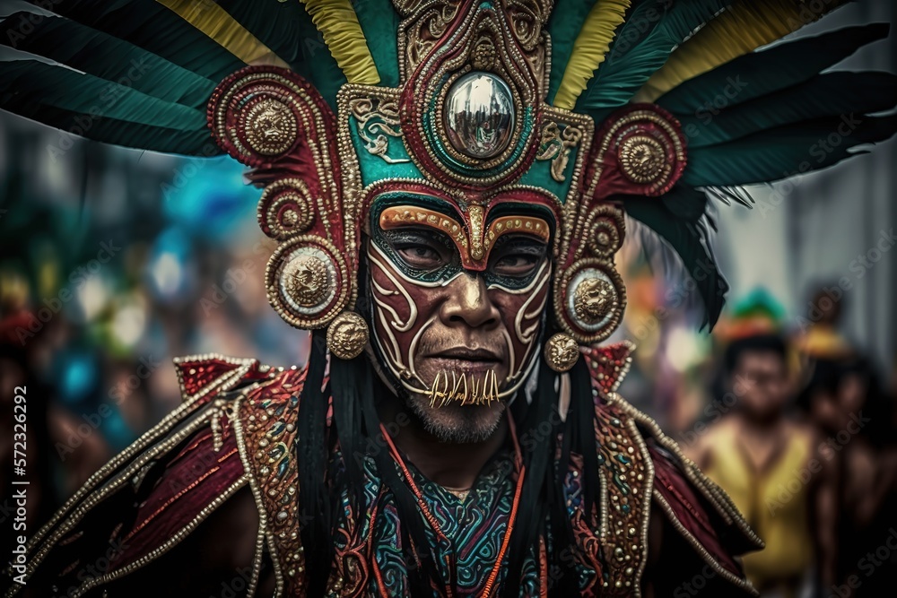 Masskara Festival street dance parade participant facing the camera Masskara Festival street dance parade participant facing the camera