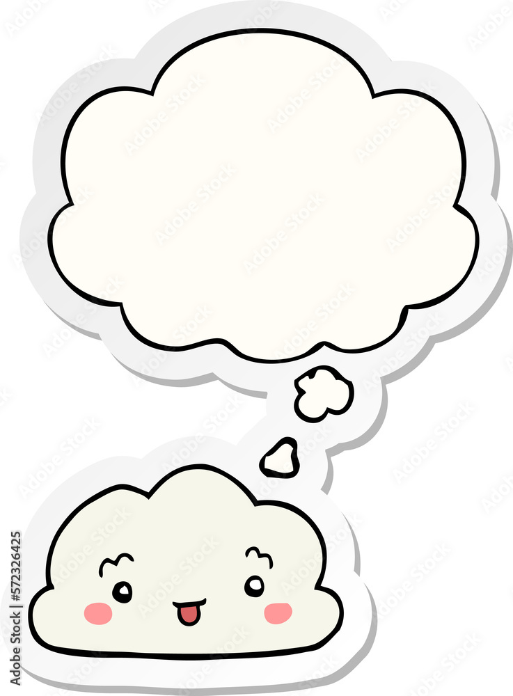 cartoon cloud and thought bubble as a printed sticker cartoon cloud and thought bubble as a printed sticker